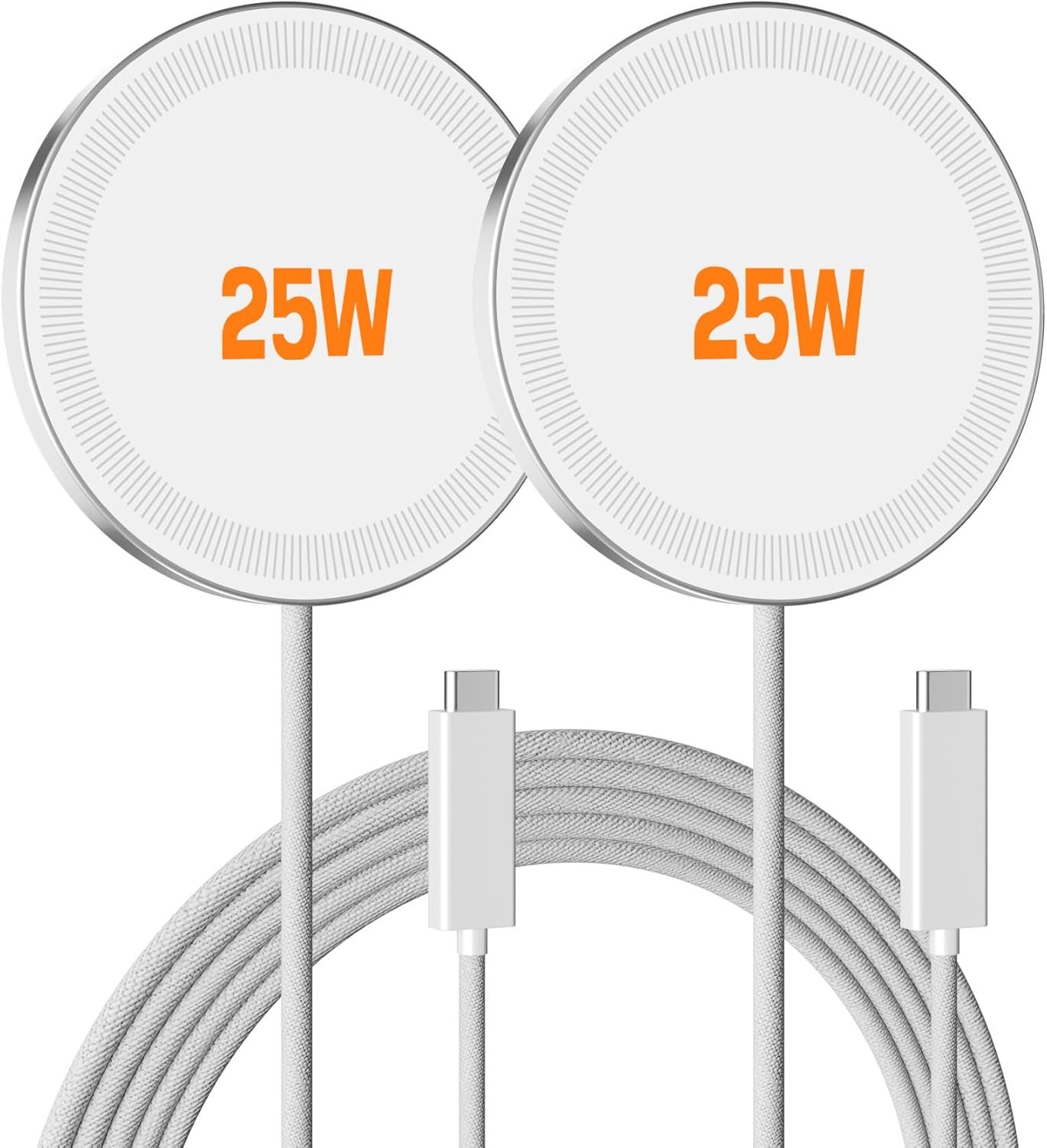 MagSafe 25W Magnetic Wireless Charger: Fast Charging Pad for iPhone 17 16 15 14 13 12 Pro Max, Samsung Galaxy S26 S25, Google Pixel 10, AirPods-Slim Portable for Travel Bedside Office-White 2 Pack