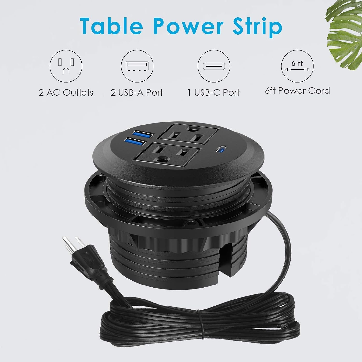 Recessed Power Grommet with AC Outlets, 20W USB-C,Flush-Mount,Black | 3inch Hole Flush-Mount for Desktop,Workspace Essential Desk Outlet,ETL Listed - Image 2